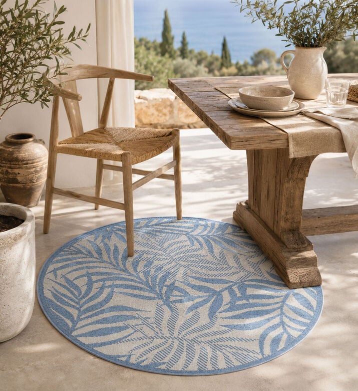 Home Deco and More Round Camping Floor Mat, Blue, Packshot View