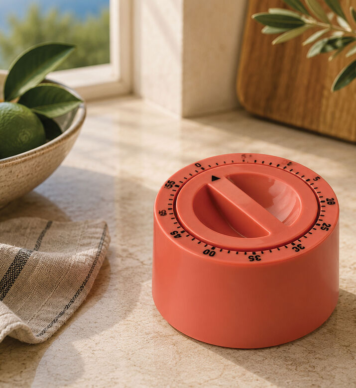 Excellent Houseware Rubber Coating Round Egg Timer, Coral, 7-cm, Packshot View