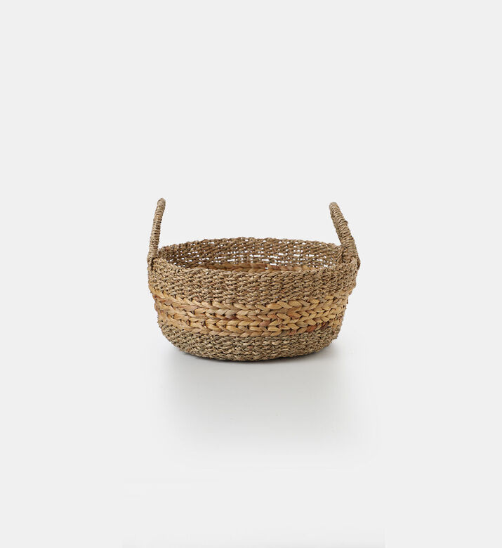 Home and Styling Seagrass Handled Baskets, Brown, 20-cm, Packshot View