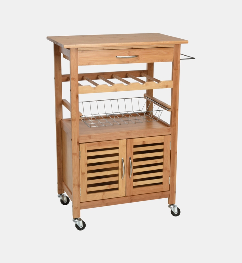 Bamboo Round Kitchen Trolley