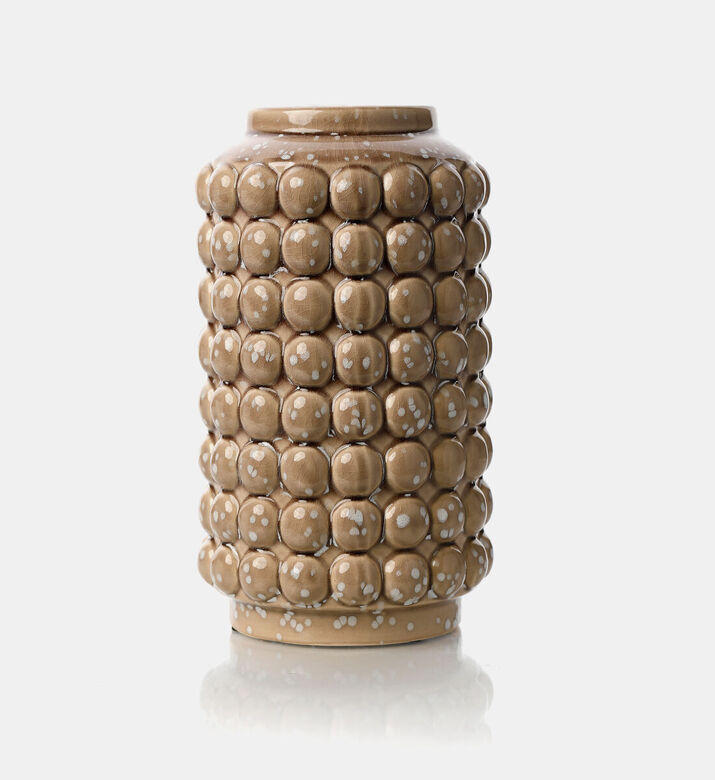 Home Deco and More Glazed Ceramic Bobble Vase, Cream, Packshot View