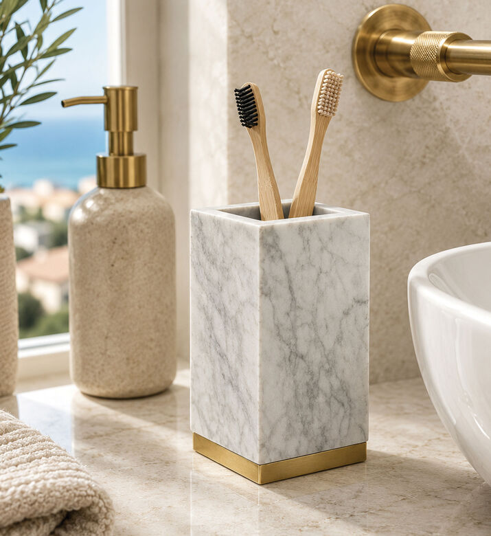 Home Deco and More Nina Marble Square Tumbler, Packshot View