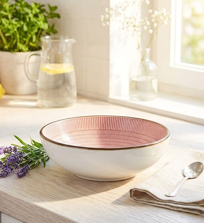 Home Deco and More Dusty Rose Rustic Serving Bowl, Pink, Packshot View