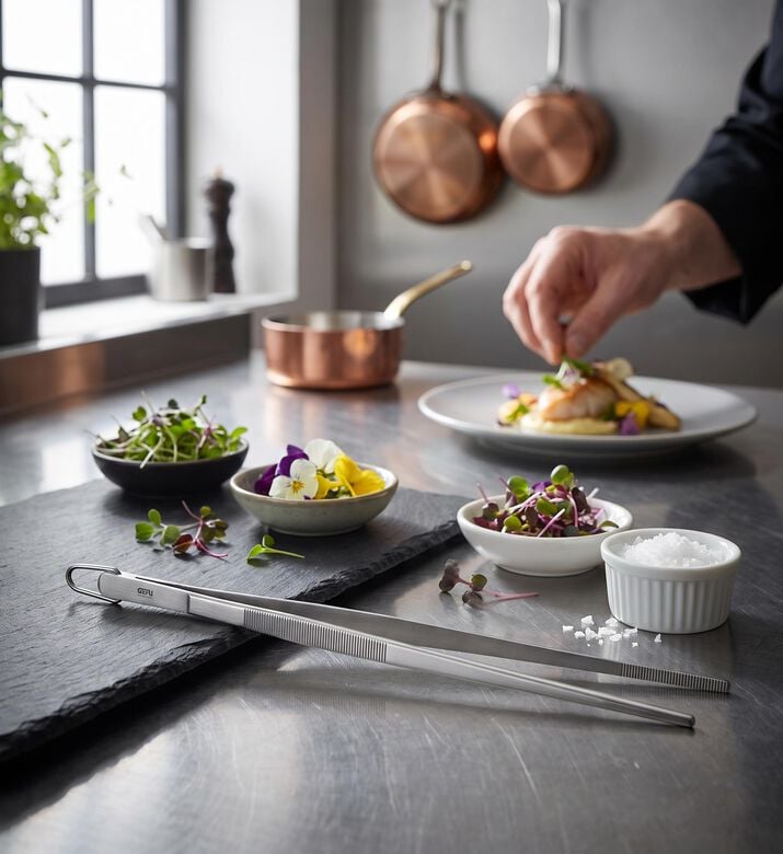 Gefu Soco Stainless Steel Kitchen Tweezers, Packshot View