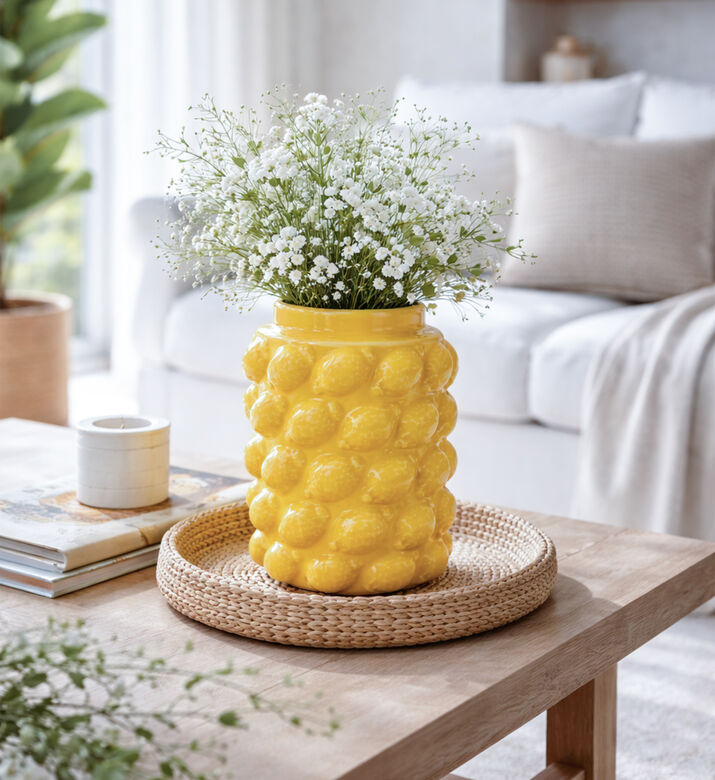 Home Deco and More Lemons Embossed Design, Yellow, L, Packshot View