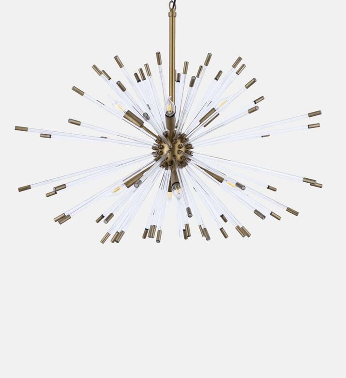 Home Deco and More Acrylic Antique Brass Rod Chandelier, Brown, M, Packshot View