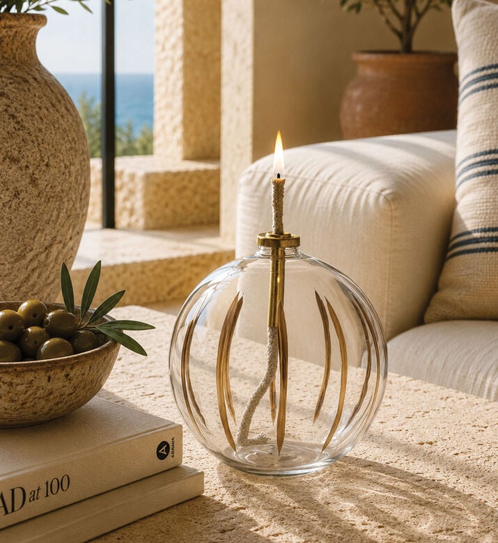 Jolipa Clear Glass Ball Oil Lamp, Packshot View