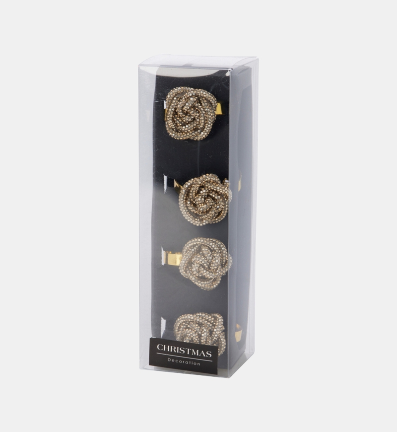 Gold-finish 4-piece Napkin Ring Set