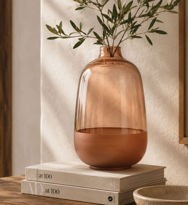 Jolipa Hany Peach Glass Vase, Orange, S, Packshot View