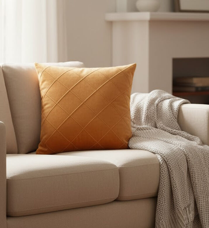 Home and Styling Checkered Square-shape Filled And Vaccumed Cushion, Packshot View