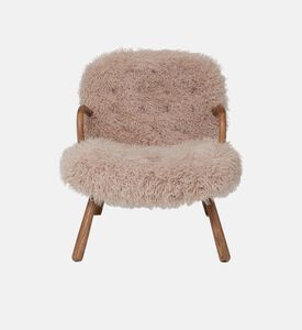 Fur Round Wood Armrests Armchair
