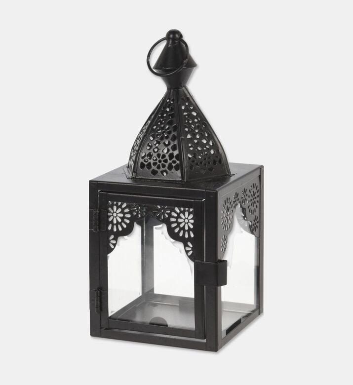 Home Deco and More Glass Tall Top Handle Lantern, Black, Packshot View