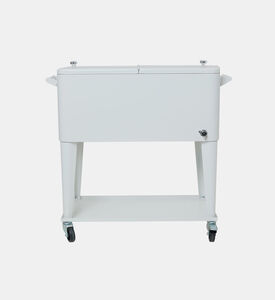 Home Deco and More Shani Iron Quart Rolling Cooler, White, Packshot View