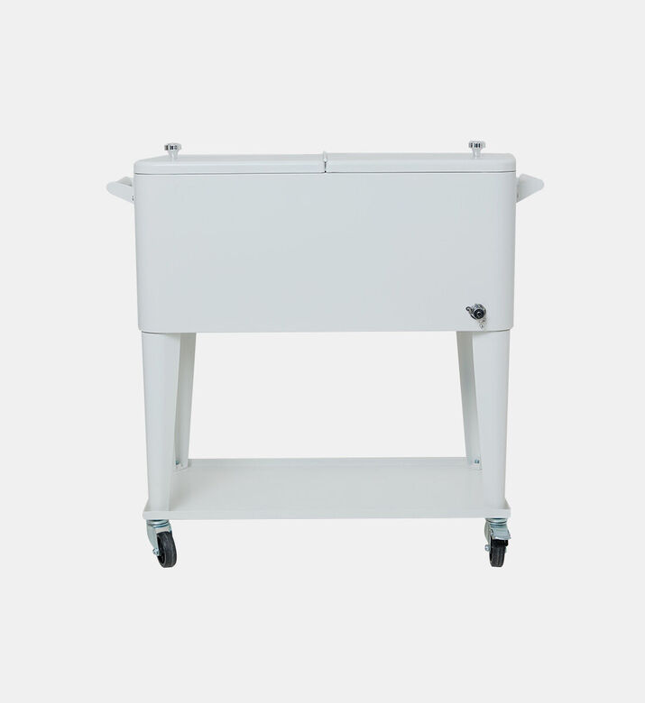 Home Deco and More Shani Iron Quart Rolling Cooler, White, Packshot View