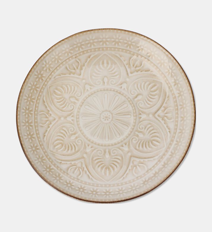 Home Deco and More Forest Green Embossed Leaf Plate, White, 27-cm, Packshot View