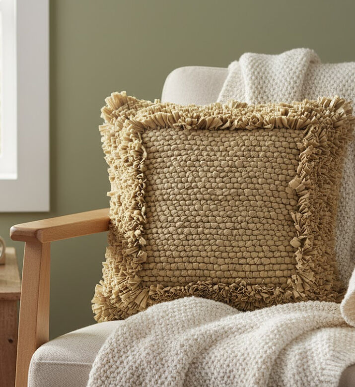 Alizea Chindi Square Cushion, Beige, 45x45-cm, Packshot View