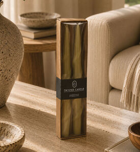 Home and Styling Antarcite Twisted Candle 2-piece Set, Camel, Packshot View