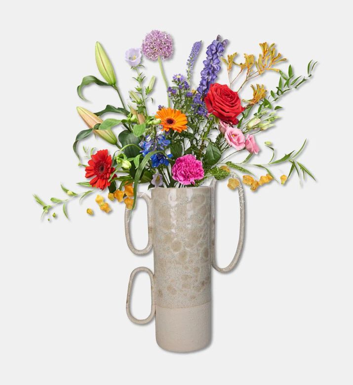 Kersten Beige Ceramic Vase With Handles, Packshot View