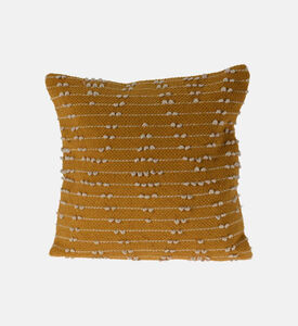 Home and Styling Cotton Embroidered Square Filled And Vaccumed Cushion, Yellow, 45x45-cm, Packshot View