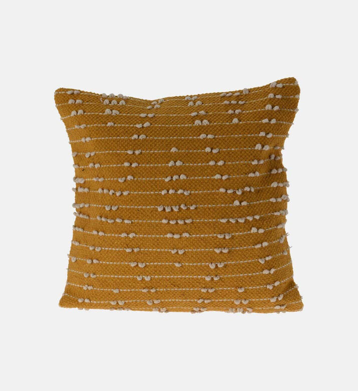Home and Styling Cotton Embroidered Square Filled And Vaccumed Cushion, Yellow, 45x45-cm, Packshot View