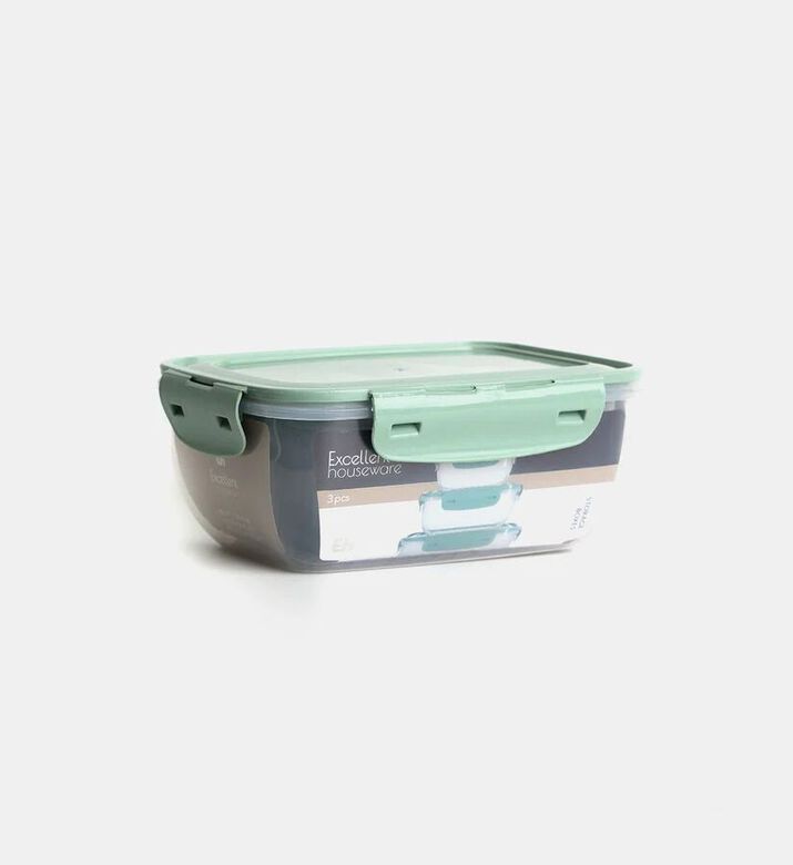 Plastic Lid 3-piece Storage Box Set