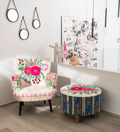 Daffodil Mango Wood Ottoman