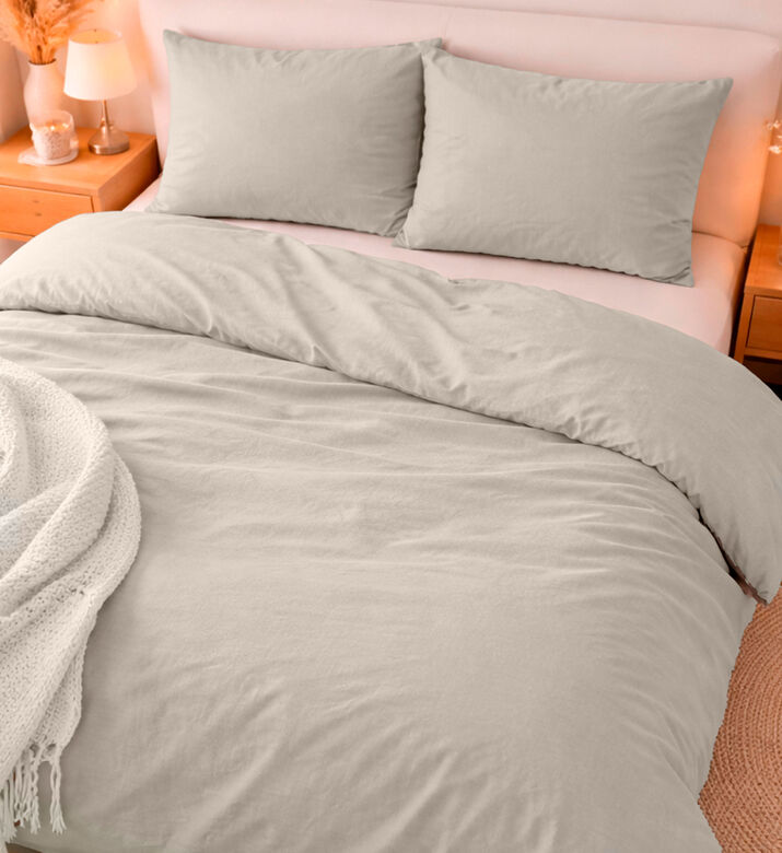 Home Deco and More Double Polycotton Country Meadow Front Duvet Cover 4-piece Set, Ivory, 200x200-cm, Packshot View