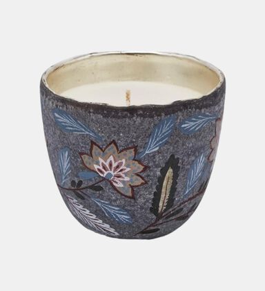 Vetro Floral Printed Potted Candle