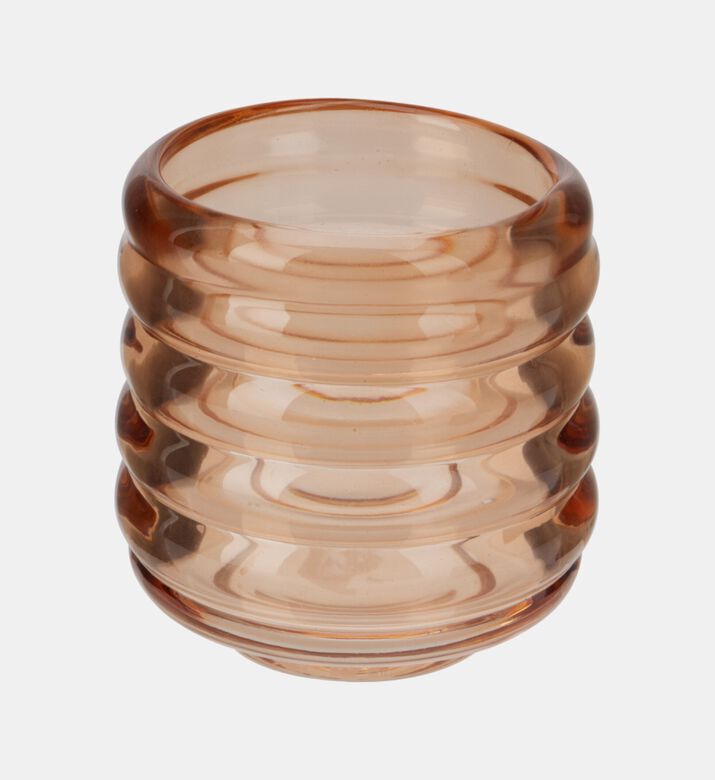 Home Deco and More Glass Round Candle Holder, Light-pink, Packshot View