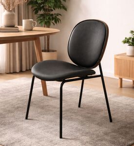 Home Deco and More Sahara Leather Dining Chair, Dark-grey, Packshot View
