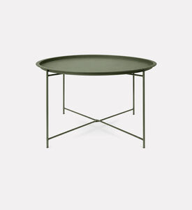 Home Deco and More Rim Top Round Outdoor Table, Dark-green, Packshot View