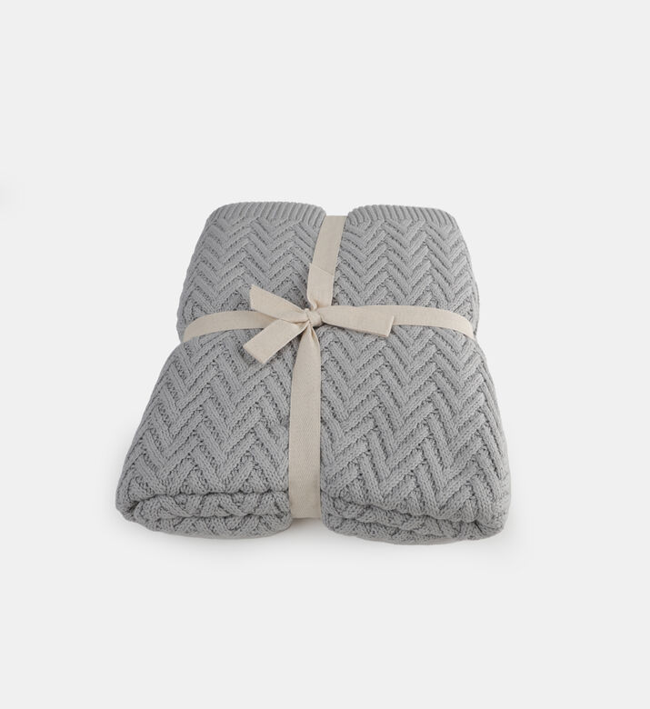 Home Deco and More Textured Knitted Cotton Throw, Packshot View
