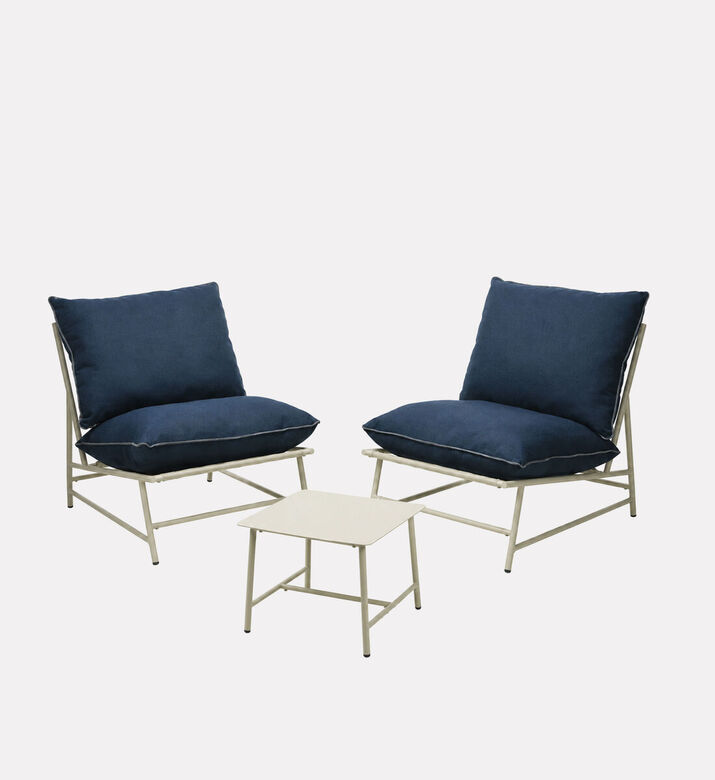 Home Deco and More Steel 3-piece Outdoor Lounge Set, Blue, Packshot View