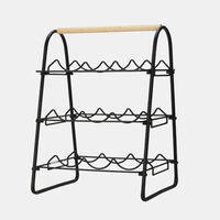 Metal Wood Wine Rack 9-bottles
