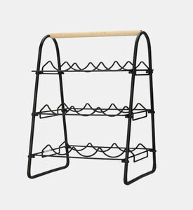 Metal Wood Wine Rack 9-bottles