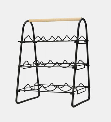 Metal Wood Wine Rack 9-bottles
