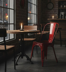 Home Deco and More Steel Powder Coating Dining Chair, Red, 53x45x85-cm, Packshot View