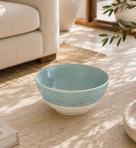Home Deco and More Porcelain Two-tone Bowl, Cyan, Packshot View