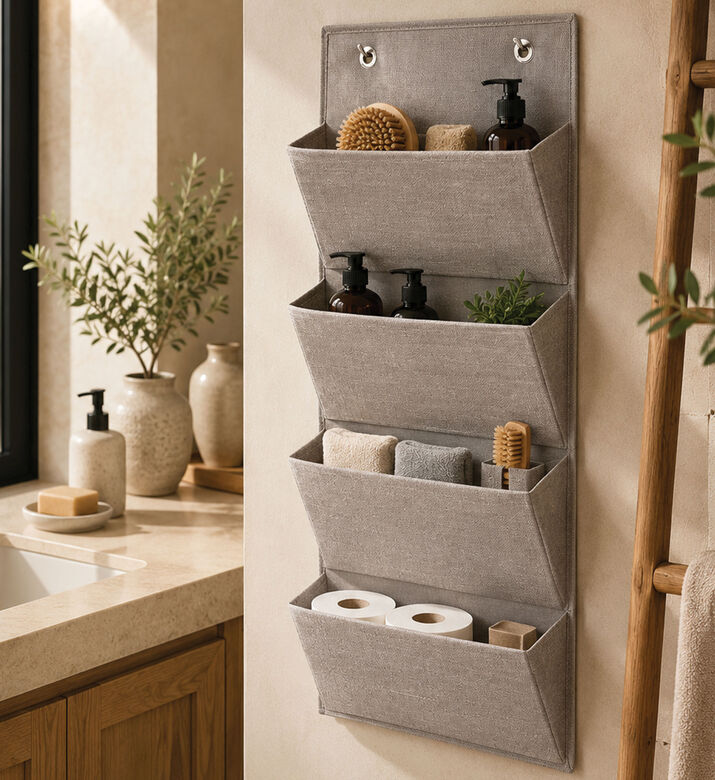 Interdesign Aldo Linen Hanging 4-pockets Organizer, Packshot View