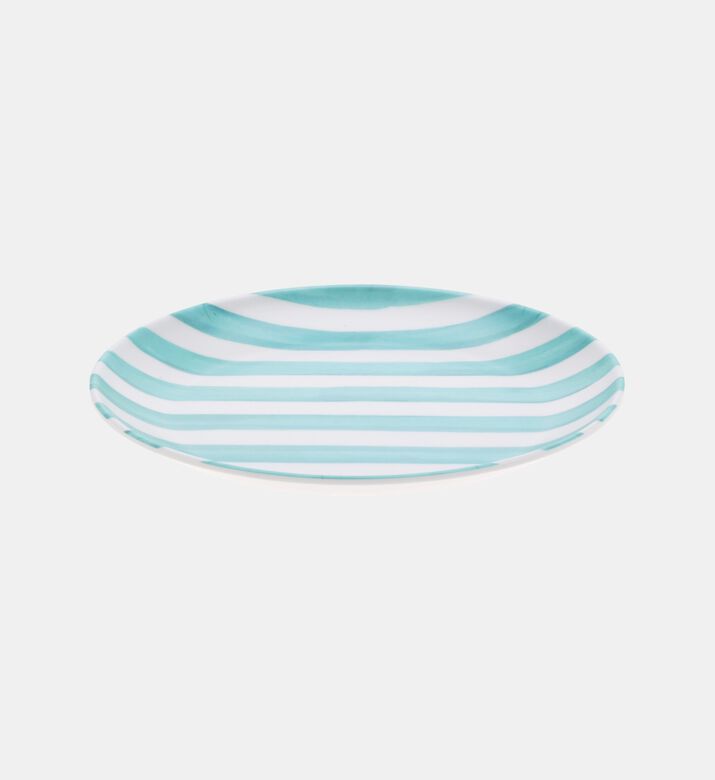 Excellent Houseware Melamine Striped Flat Plate, Blue, Packshot View