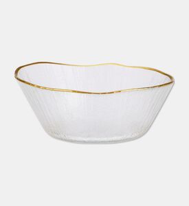 Home Deco and More Glass Medium Rippled Gold Rim Bowl, Packshot View