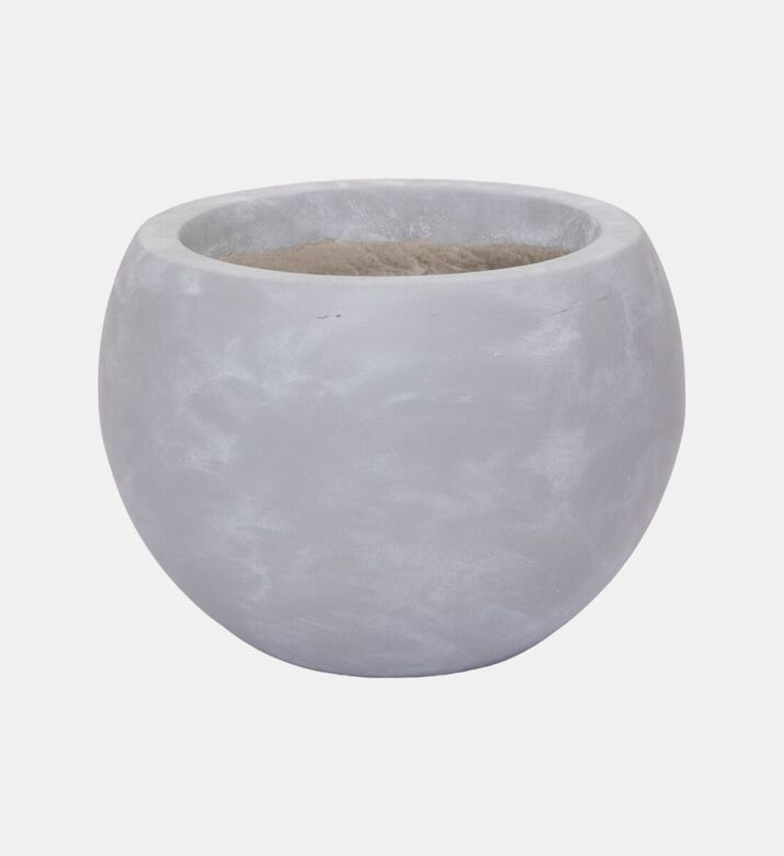 Home Deco and More Fiber Clay Textured Planter, Light-grey, 20-cm, Packshot View