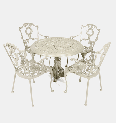 Antoinette Dining Table With 4 Chairs Off White 100 Cm