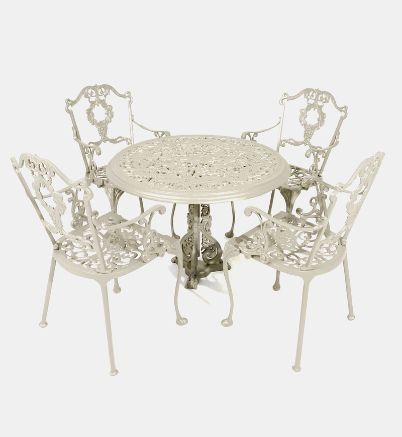 Antoinette Dining Table With 4 Chairs Off White 100 Cm