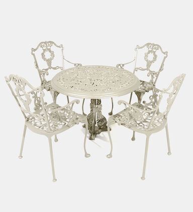 Antoinette Dining Table With 4 Chairs Off White 100 Cm