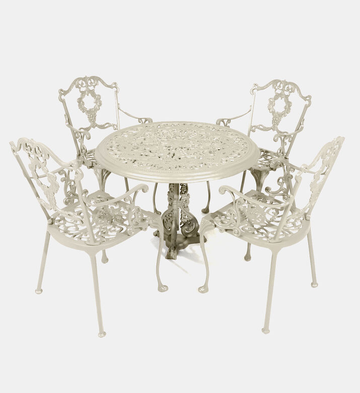 Antoinette Dining Table With 4 Chairs Off White 100 Cm