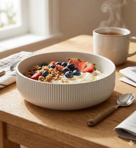 Home Deco and More Ceramic Ribbed Bowl, Packshot View