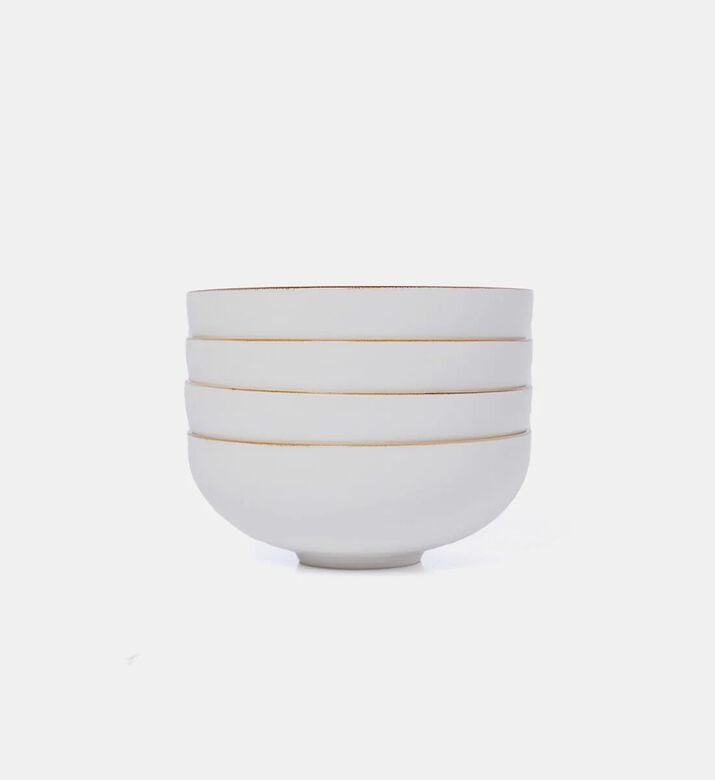 Home Deco and More Leaf Print Round Porcelain Bowl 4-piece Set, Packshot View