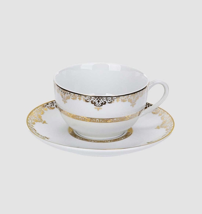 Gold-rimmed China Teacup Saucer Set