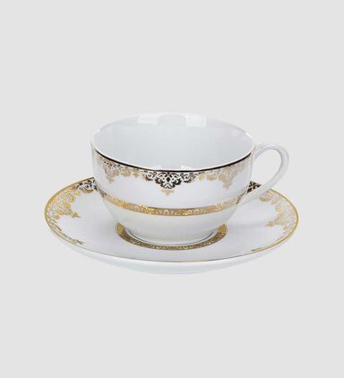Gold-rimmed China Teacup Saucer Set
